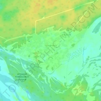 Mappa topografica Чеканиха, altitudine, rilievo