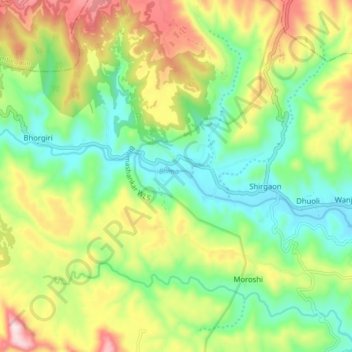 Mappa topografica Bhima, altitudine, rilievo