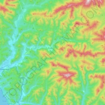 Mappa topografica Псебе, altitudine, rilievo