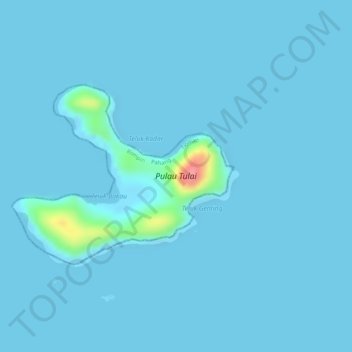 Mappa topografica Coral Island, altitudine, rilievo