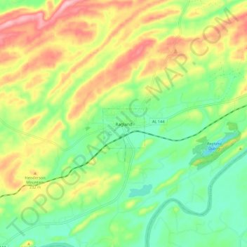 Mappa topografica Ragland, altitudine, rilievo