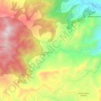 Mappa topografica Vereda La Mina, altitudine, rilievo