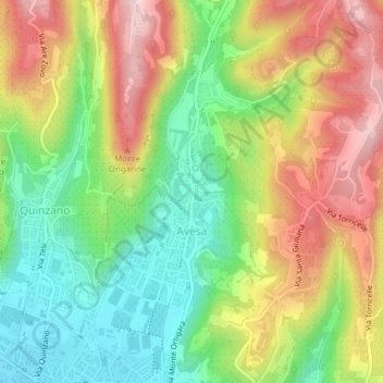 Mappa topografica Avesa, altitudine, rilievo