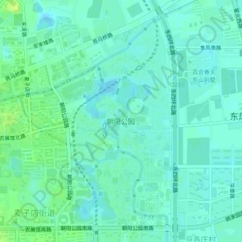 Mappa topografica 朝阳公园, altitudine, rilievo