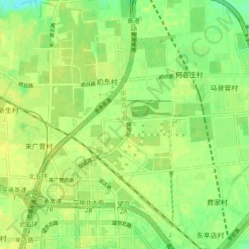 Mappa topografica 张家坟干渠, altitudine, rilievo