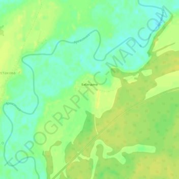 Mappa topografica Бабандина, altitudine, rilievo