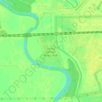 Mappa topografica Sienna (Brazos River) Park, altitudine, rilievo