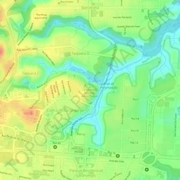 Mappa topografica Praça do Jogo da Velha, altitudine, rilievo