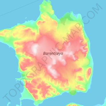 Mappa topografica Barentsøya, altitudine, rilievo