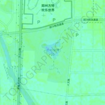 Mappa topografica 郑州绿博园, altitudine, rilievo