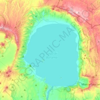Mappa topografica Monti Volsini, altitudine, rilievo