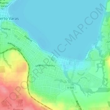 Mappa topografica Playa Puerto Varas, altitudine, rilievo