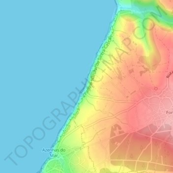Mappa topografica Praia da Aguda, altitudine, rilievo