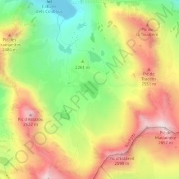 Mappa topografica Lac Nère, altitudine, rilievo