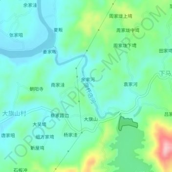 Mappa topografica 旗杆店河, altitudine, rilievo