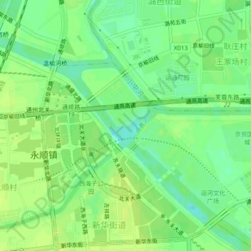 Mappa topografica 通惠河, altitudine, rilievo