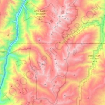 Mappa topografica Seven Devils Mountains, altitudine, rilievo