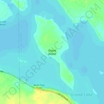 Mappa topografica Grand Island, altitudine, rilievo