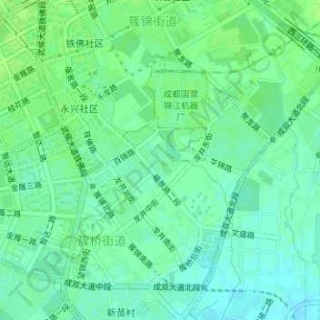 Mappa topografica 簇锦公园, altitudine, rilievo