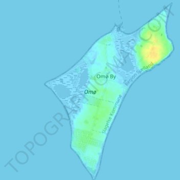 Mappa topografica Omø, altitudine, rilievo