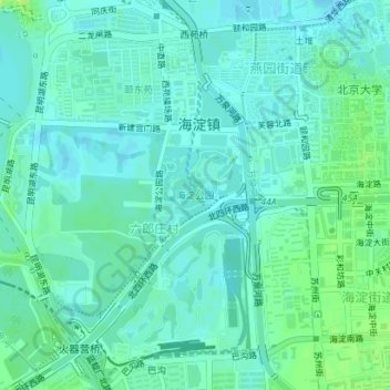 Mappa topografica 海淀公园, altitudine, rilievo