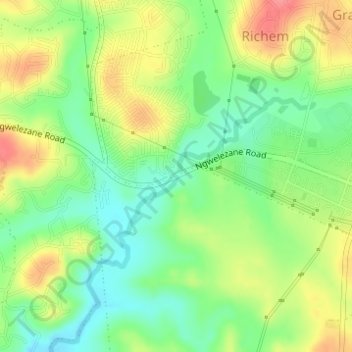 Mappa topografica Mpangeni, altitudine, rilievo