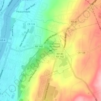 Mappa topografica Troy Distributor Dam, altitudine, rilievo