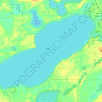 Mappa topografica Otter Tail Lake, altitudine, rilievo