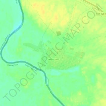 Mappa topografica Затонное, altitudine, rilievo