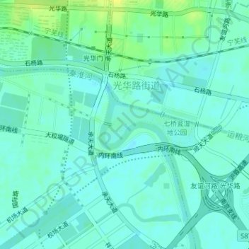 Mappa topografica 秦淮河, altitudine, rilievo