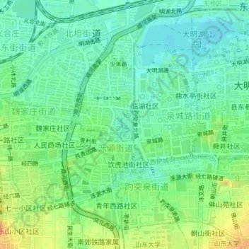 Mappa topografica 五龙潭公园, altitudine, rilievo