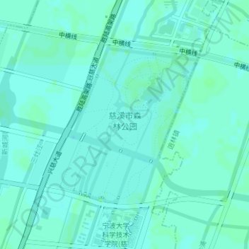 Mappa topografica 慈溪市森林公园, altitudine, rilievo
