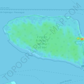 Mappa topografica Estação Ecológica da Ilha do Mel, altitudine, rilievo