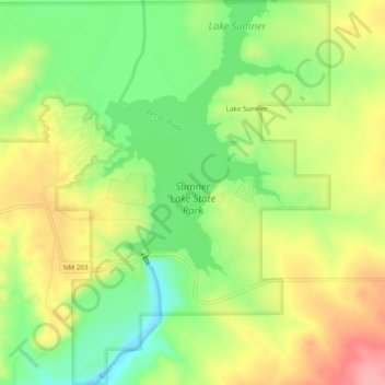 Mappa topografica Sumner Lake State Park, altitudine, rilievo