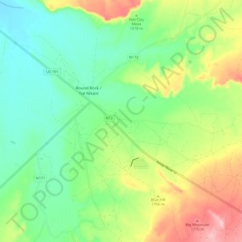 Mappa topografica Round Rock, altitudine, rilievo