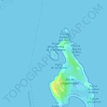 Mappa topografica Isla de Torretes, altitudine, rilievo