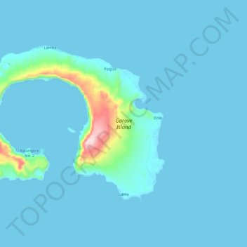 Mappa topografica Garove Island, altitudine, rilievo