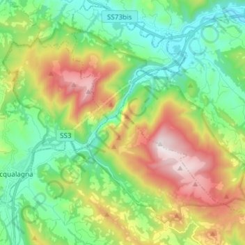 Mappa topografica Riserva Naturale Statale Gola del Furlo, altitudine, rilievo