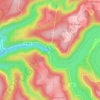 Mappa topografica Barrage d'Enchanet, altitudine, rilievo
