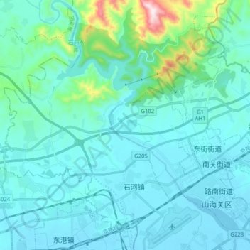 Mappa topografica 大石河, altitudine, rilievo