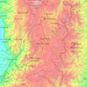 Mappa topografica Chimborazo, altitudine, rilievo