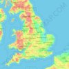 Mappa topografica England, altitudine, rilievo