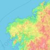 Mappa topografica A Coruña, altitudine, rilievo