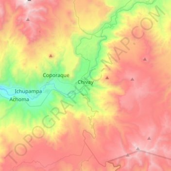 Mappa topografica Chivay, altitudine, rilievo