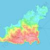 Mappa topografica Guernsey, altitudine, rilievo