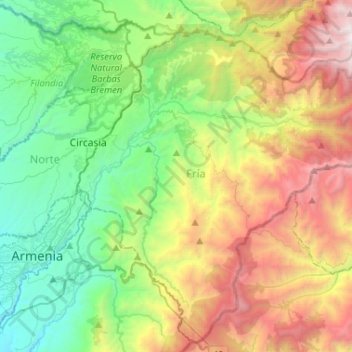 Mappa topografica Salento, altitudine, rilievo