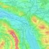 Mappa topografica Distretto di Zurigo, altitudine, rilievo